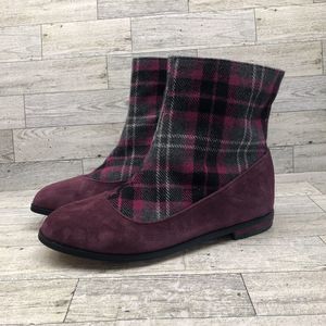 Rara Avis by Iris Apfel Womens fabric and Suede Bootie wine 7.5
